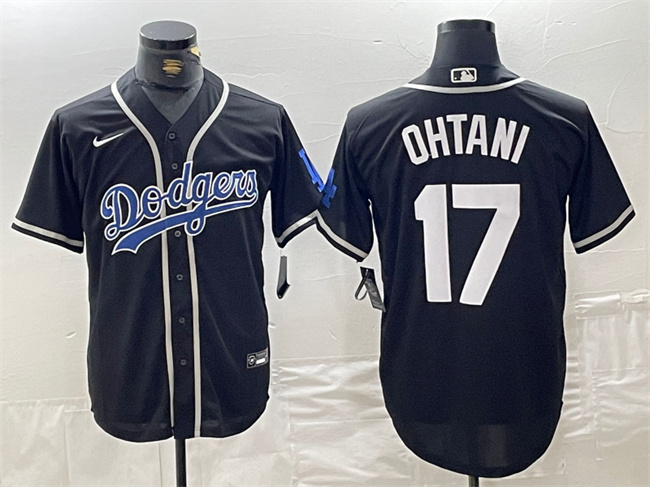 Men's Los Angeles Dodgers #17 Shohei Ohtani Black Cool Base With Patch Stitched Baseball Jersey Men's Los Angeles Dodgers #17 Shohei Ohtani Black Cool Base With Patch Stitched Baseball Jersey